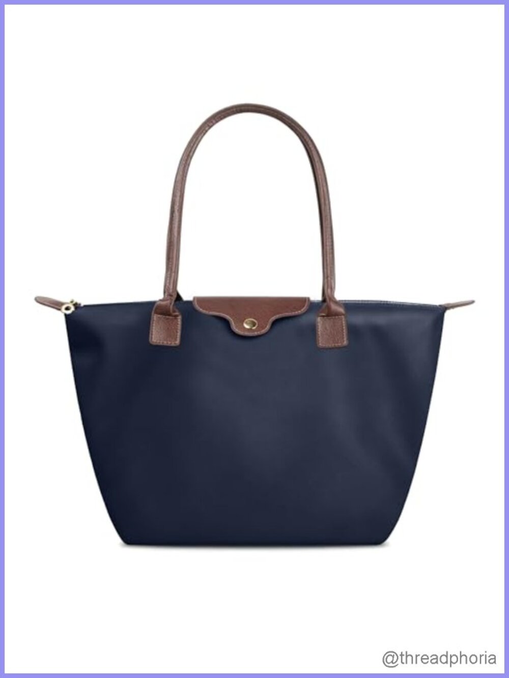 Lightweight Nylon Foldable Tote Bag with Zipper for Women Work Travel